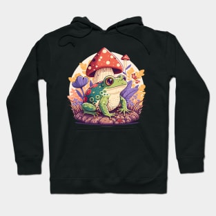 Cottagecore aesthetic frog on Mushroom Hoodie